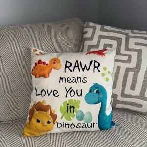 Dinosaur Themed Kids Pillow - Multicolor 16x16